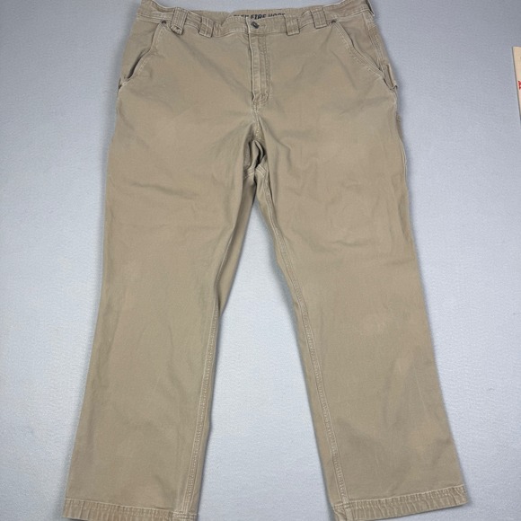 Duluth Trading Co Other - Duluth Trading Co Fire Hose Flex Men 42x32 Khaki Tan Work Pants Cotton Spandex